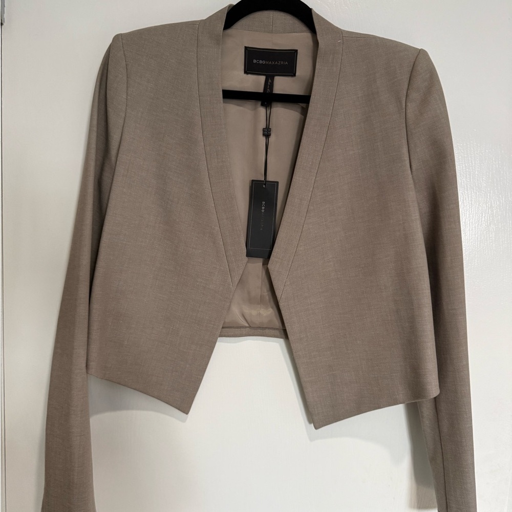 BCBG Max Azria Cropped Blazer Taupe NWT